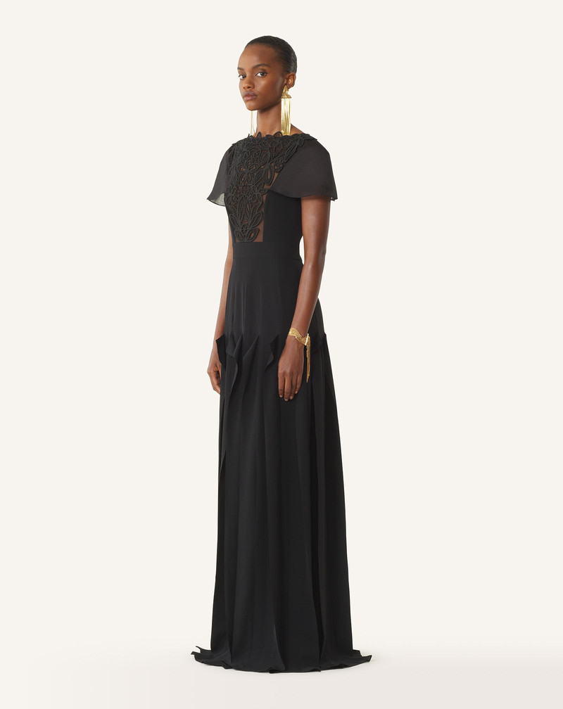 EMBROIDERED BIB DRESS IN SILK GEORGETTE 3