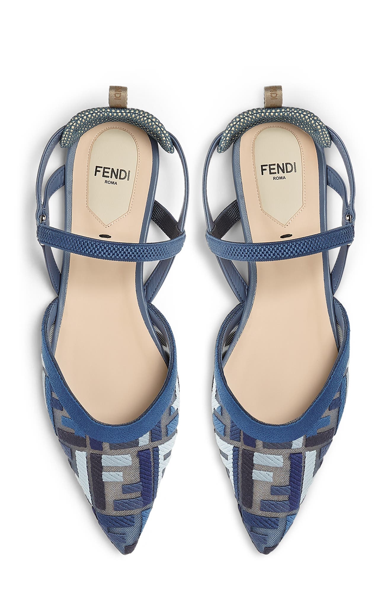 Fendi Colibrì Lite Pointed Toe Slingback Flat in Blue Multicolor at Nordstrom - 3