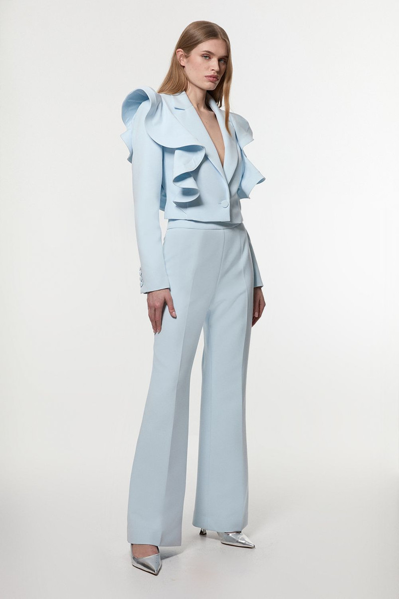 KAREN MILLEN Drama Ruffle Tailored Single Breasted Cropped Blazer outlook