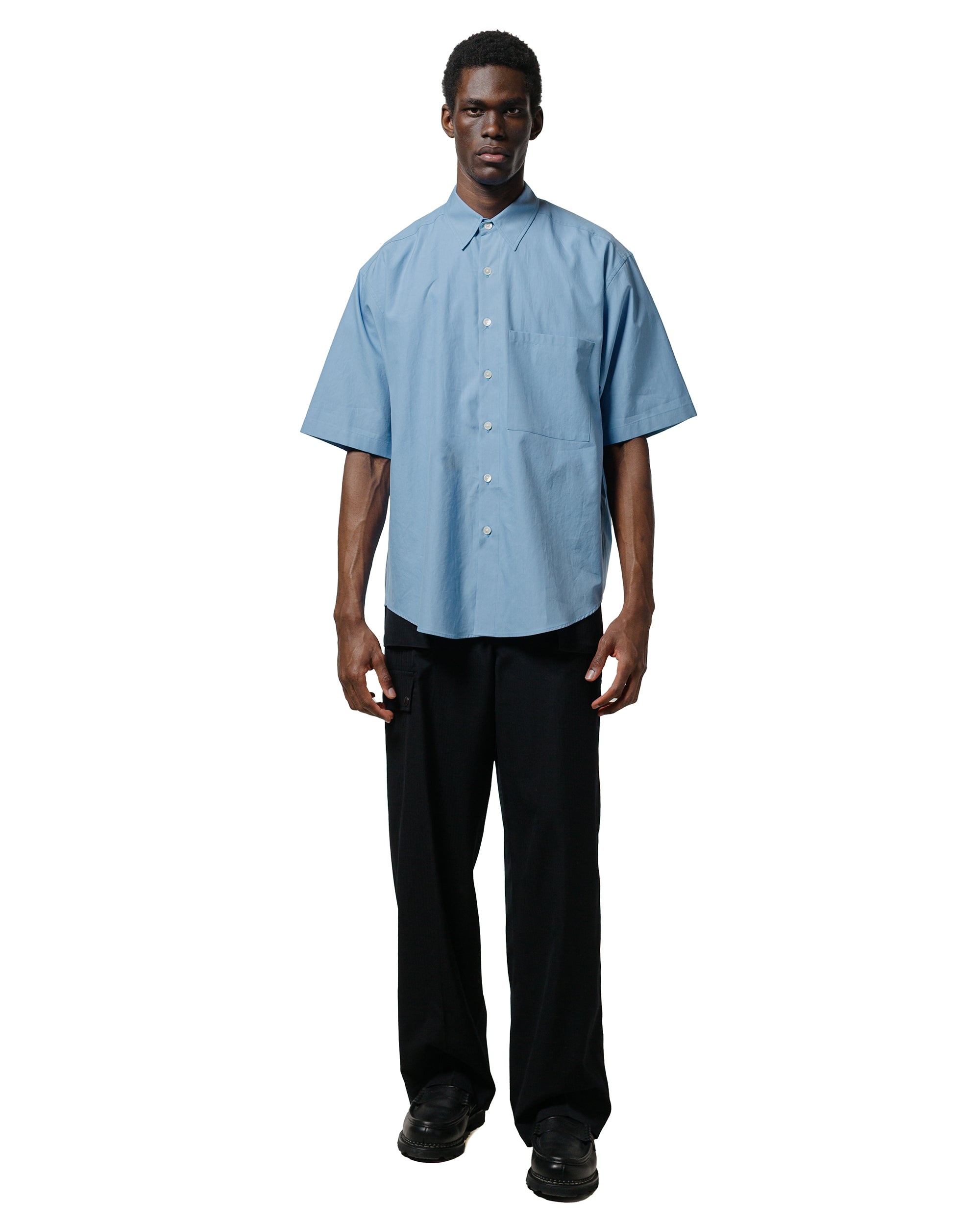 Washed Finx Twill Big Half Sleeved Shirt Sax Blue - 4