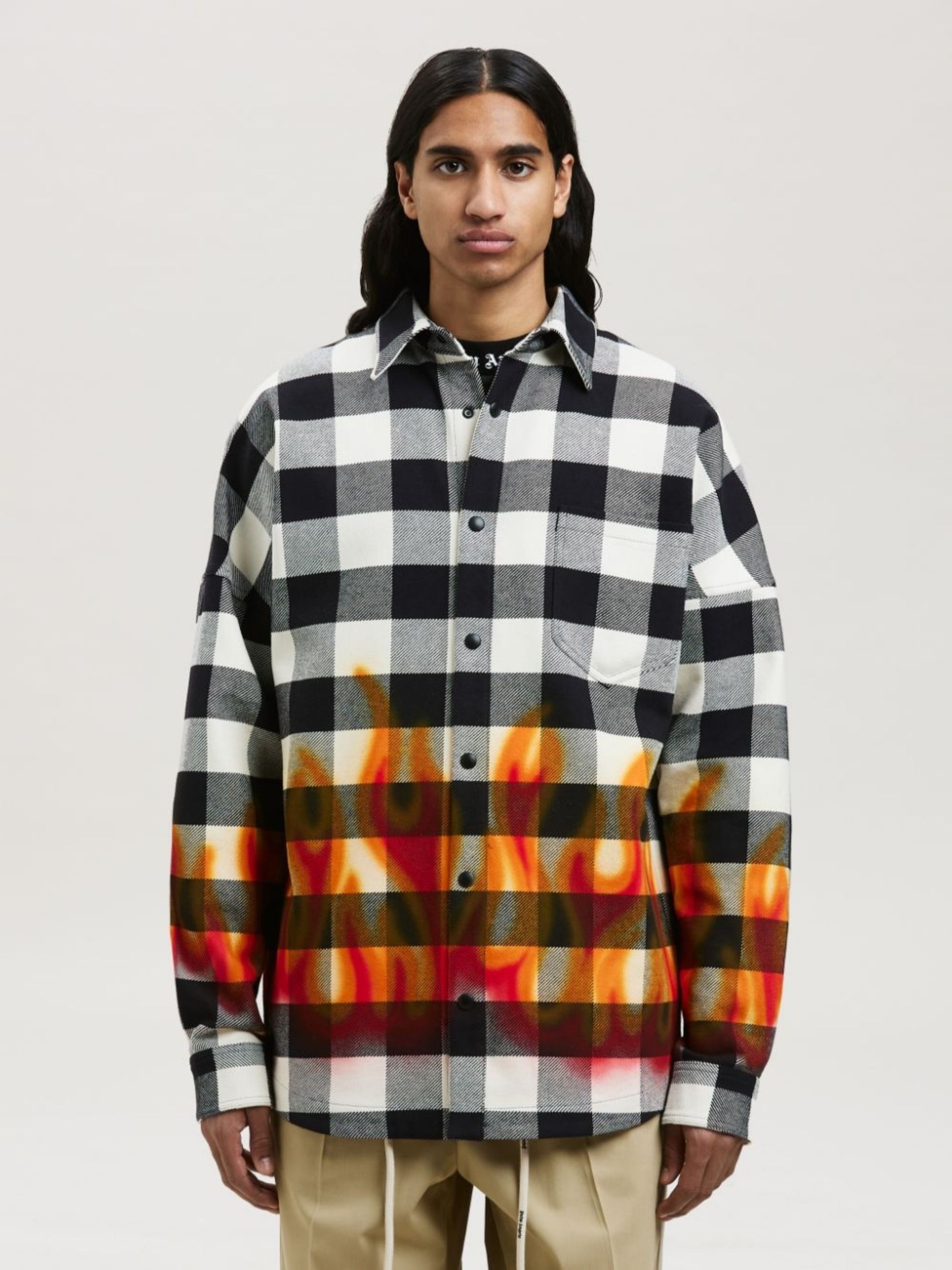 check-print long-sleeve shirt - 3