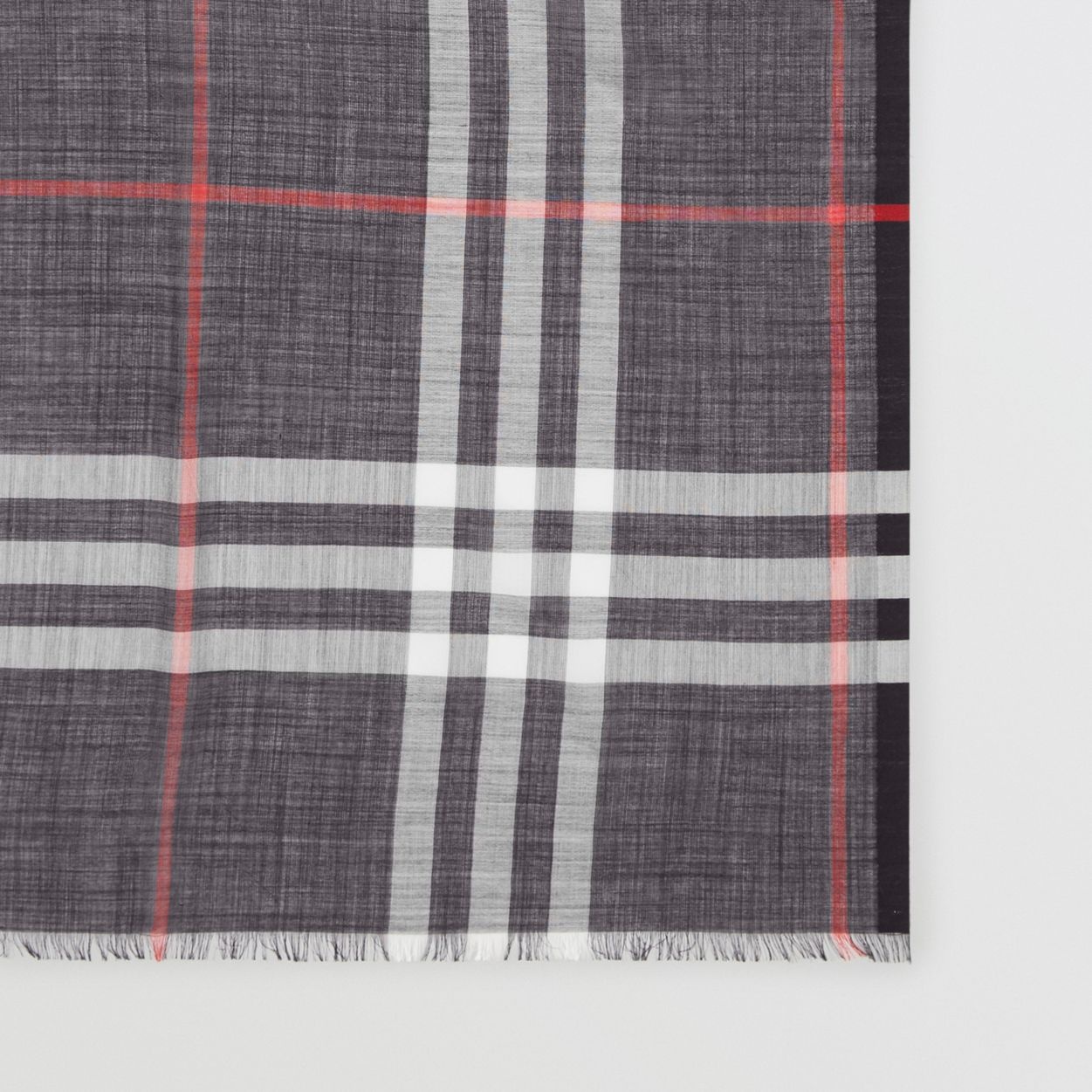 Lightweight Check Wool Silk Scarf - 2