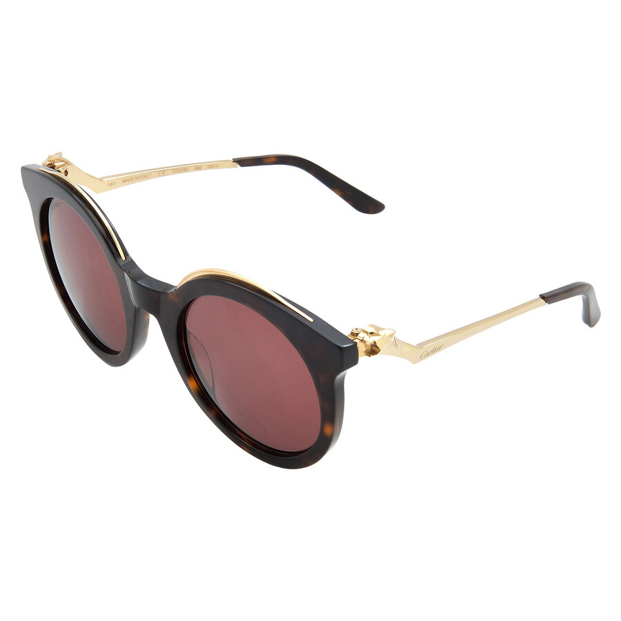 Cartier Panthere de Cartier Burgundy Phantos Ladies Sunglasses CT0118S 002 52 - 4