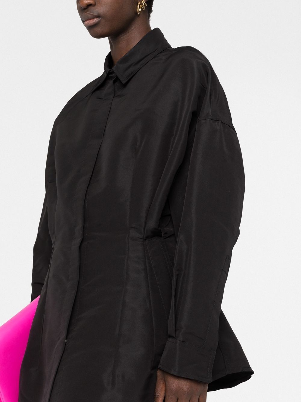 gathered-detail faille shirt jacket - 3