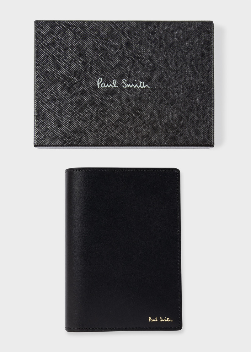 Black 'Signature Stripe' Interior Leather Passport Cover 6