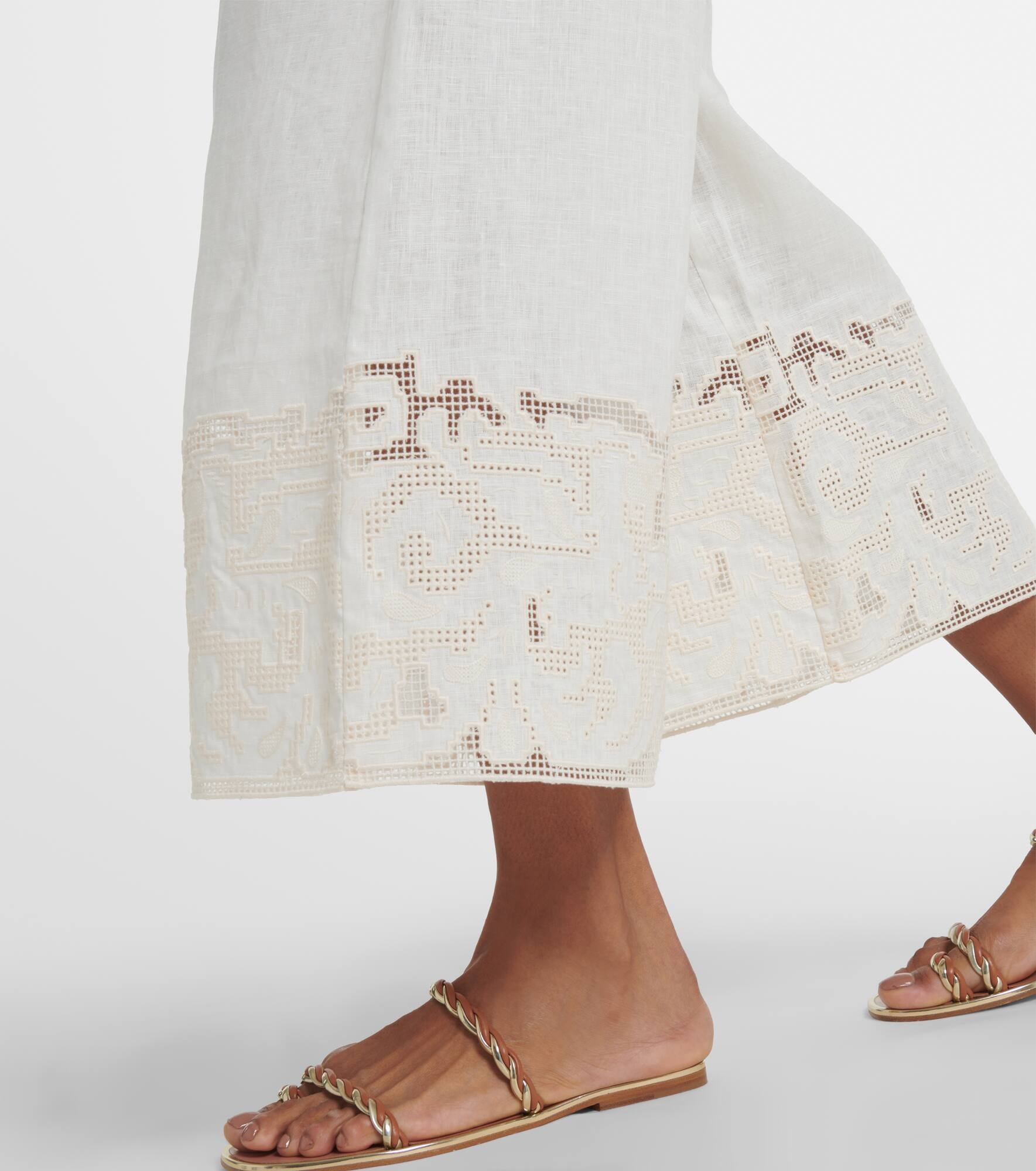 Embroidered linen culottes - 5