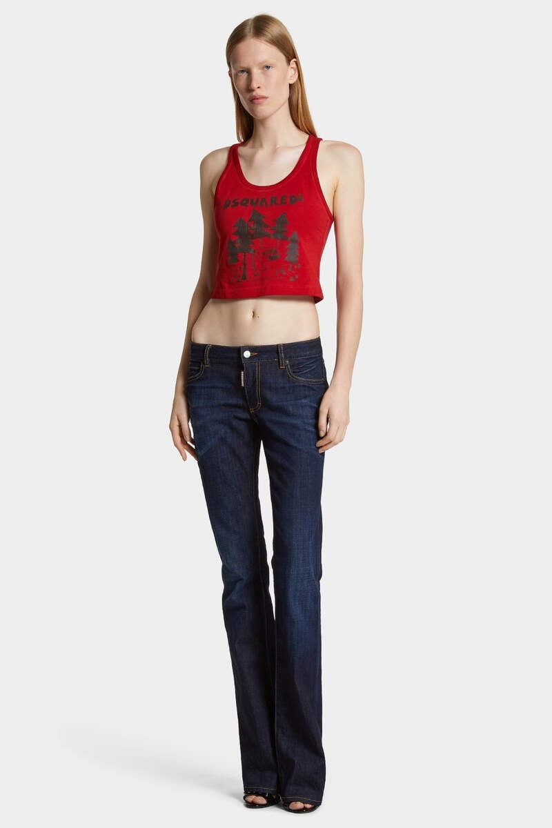 DARK URBAN WASH MEDIUM WAIST FLARE JEANS - 3