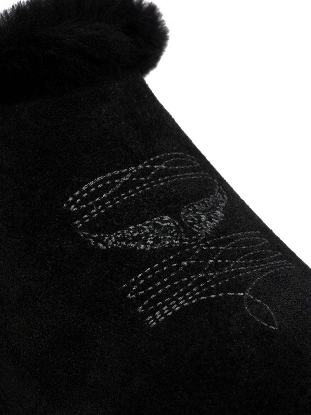 embroidered shearling mules - 5