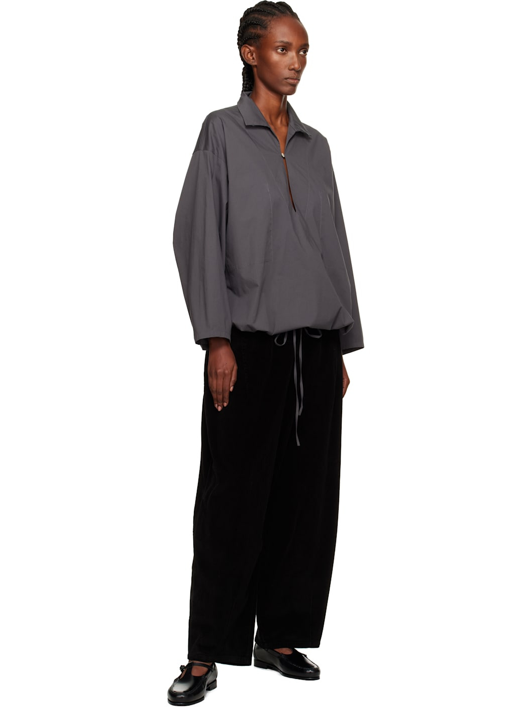Black Corduroy Baggy Trousers - 4