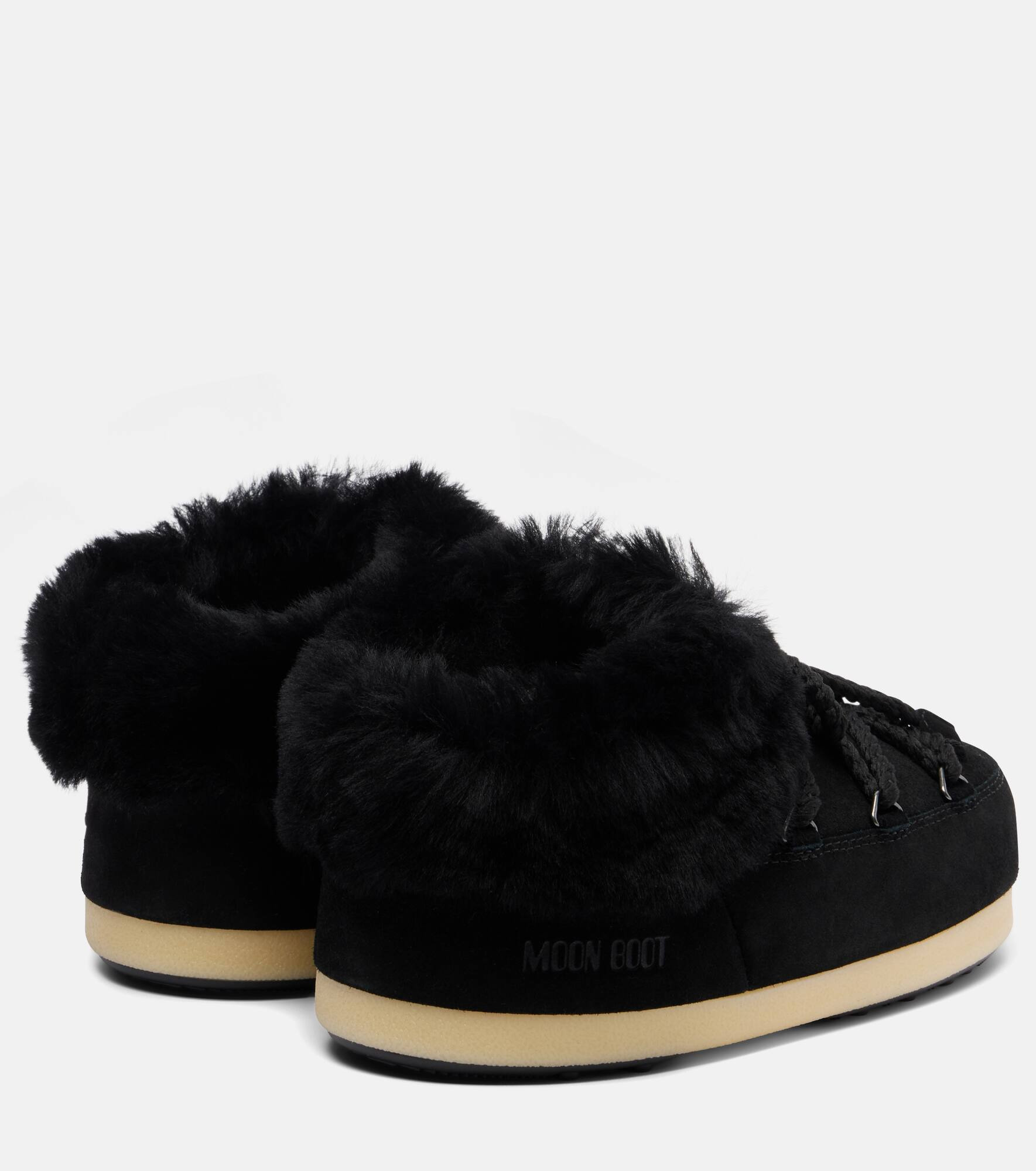 Evx shearling-trimmed suede mules - 2