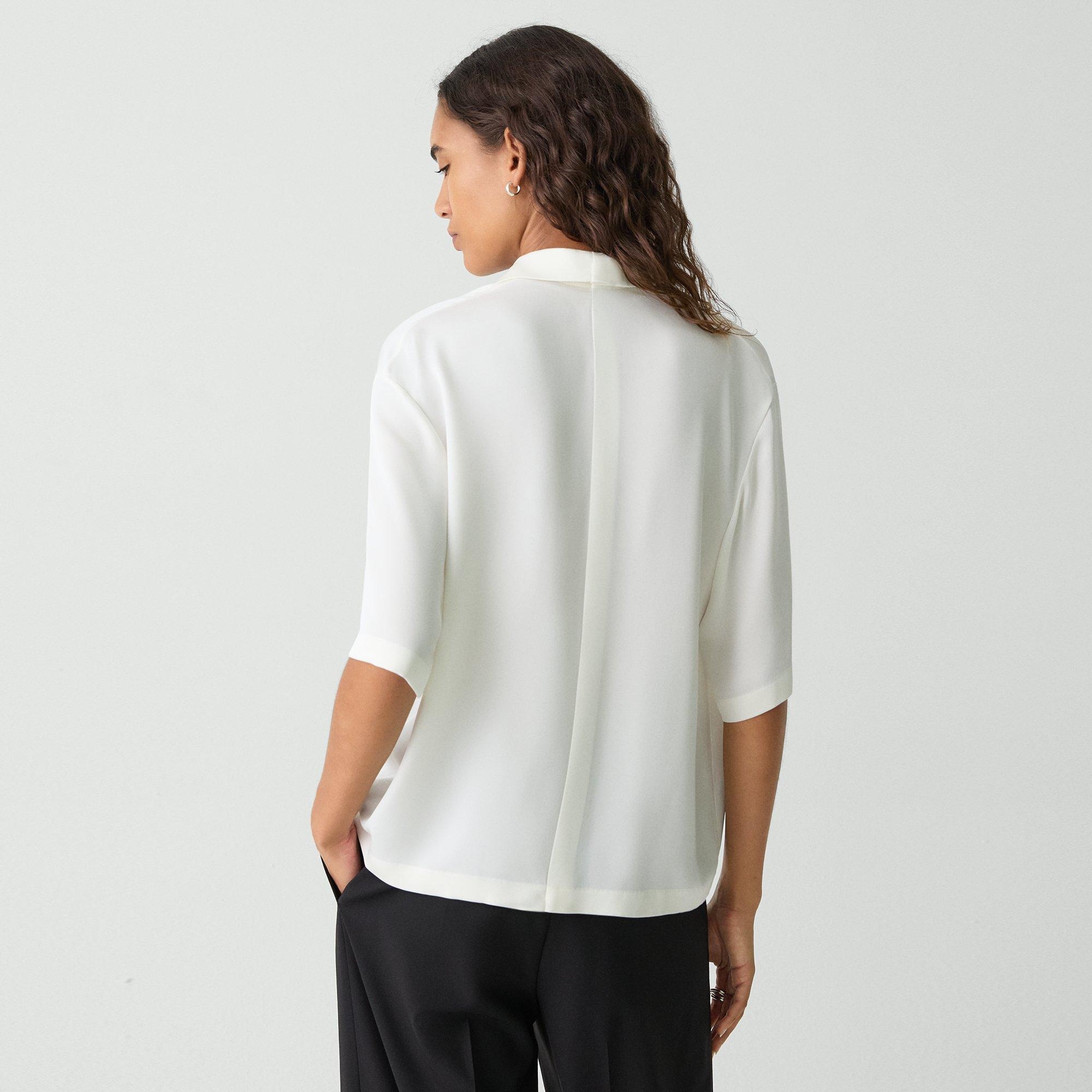 Oversized Polo Shirt in Silk Georgette - 4