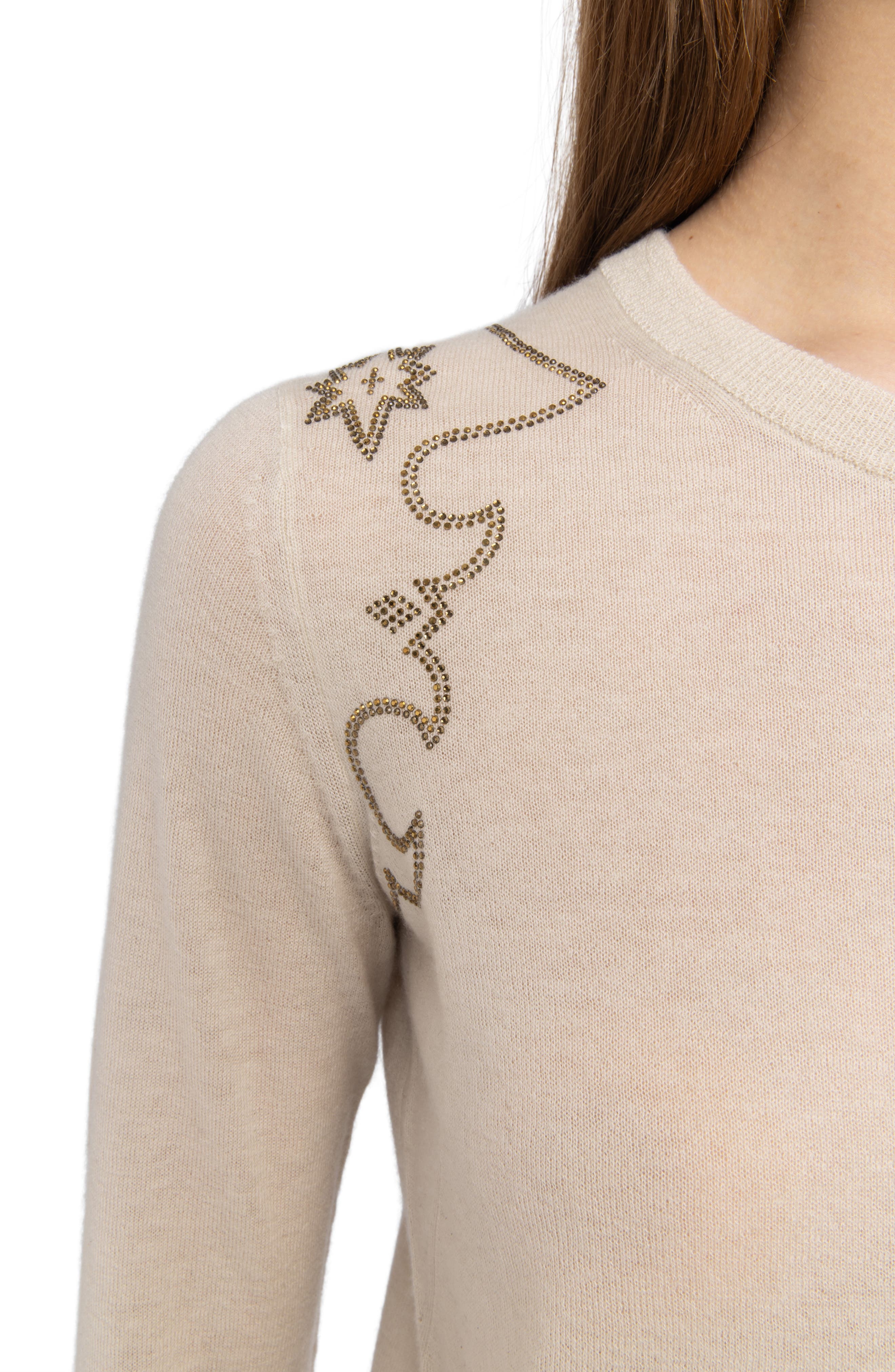 Zadig & Voltaire Missya West Strass Rhinestone Cardigan in Ecru at Nordstrom - 4