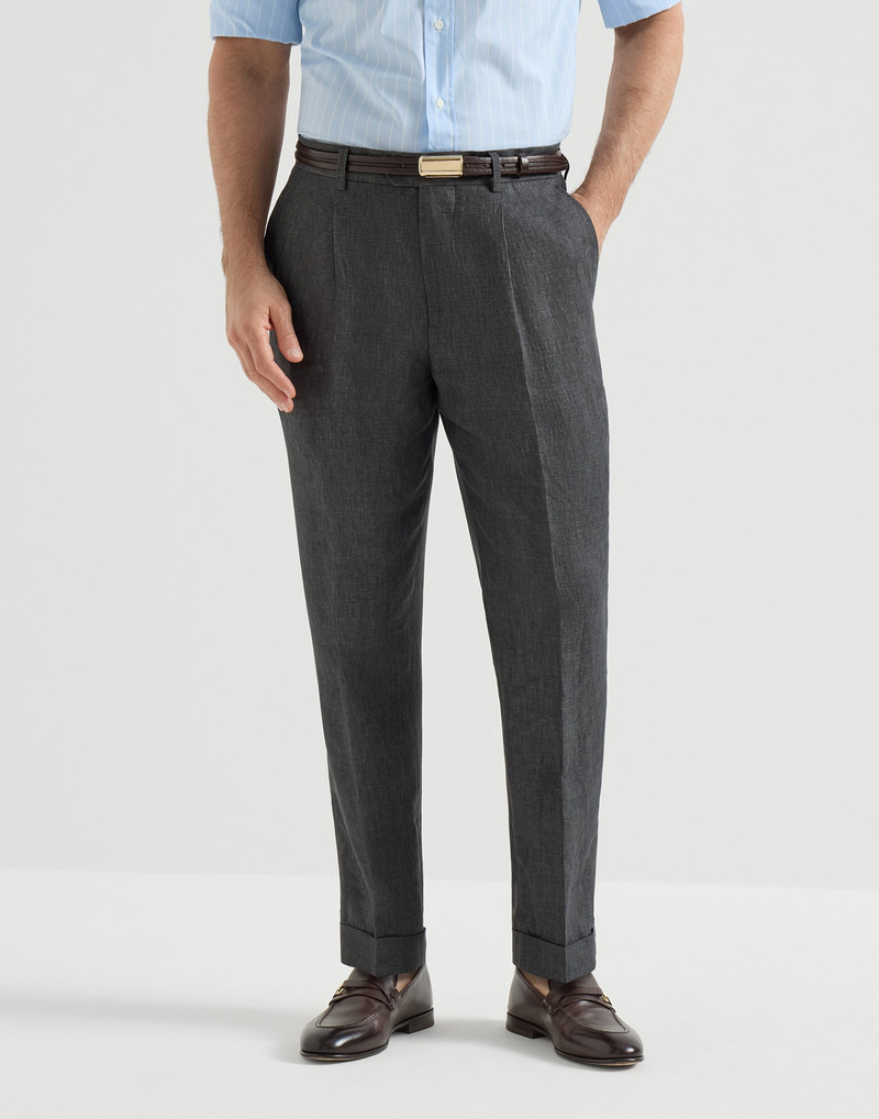 Délavé linen trousers with pleat 2