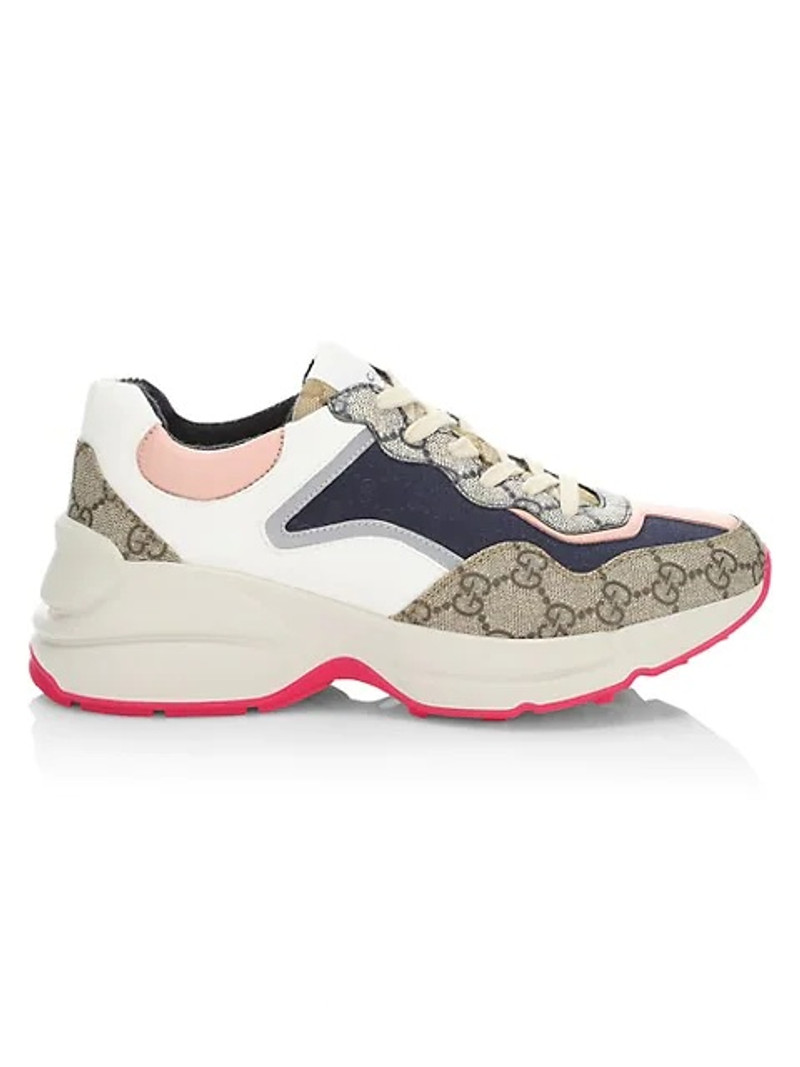 Rhyton Mixed Media GG Canvas Sneaker - 1