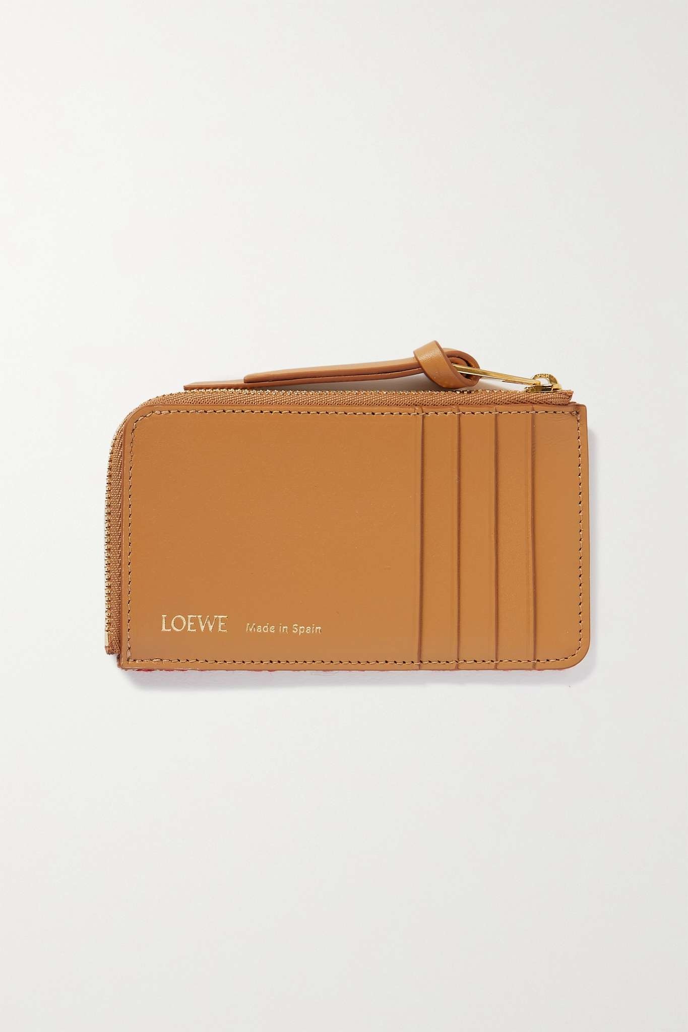 Anagram leather and canvas-jacquard cardholder - 3