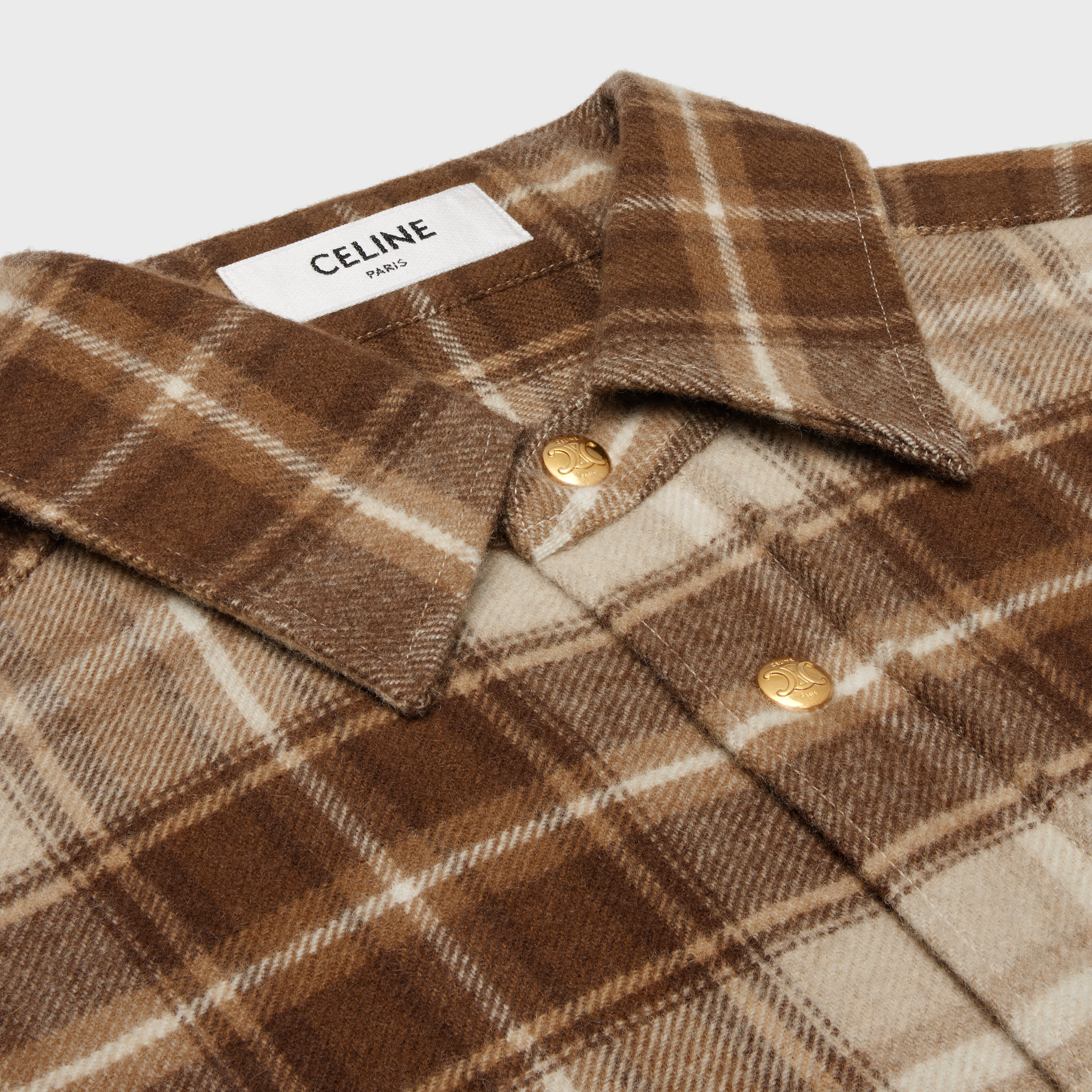 CROPPED SHIRT IN CHECKED CASHMERE - 3