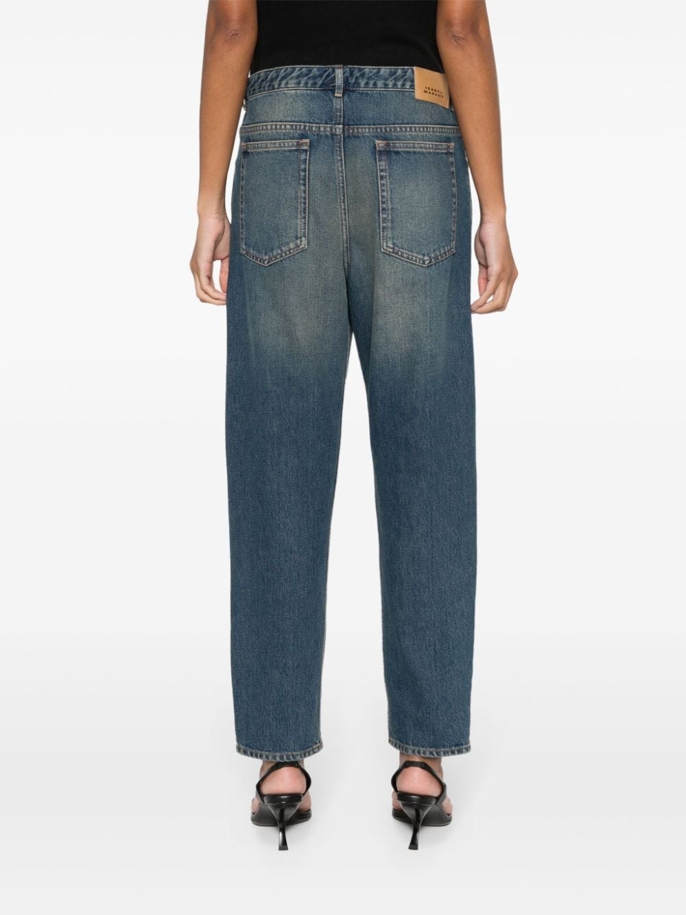 logo-patch tapered jeans - 4