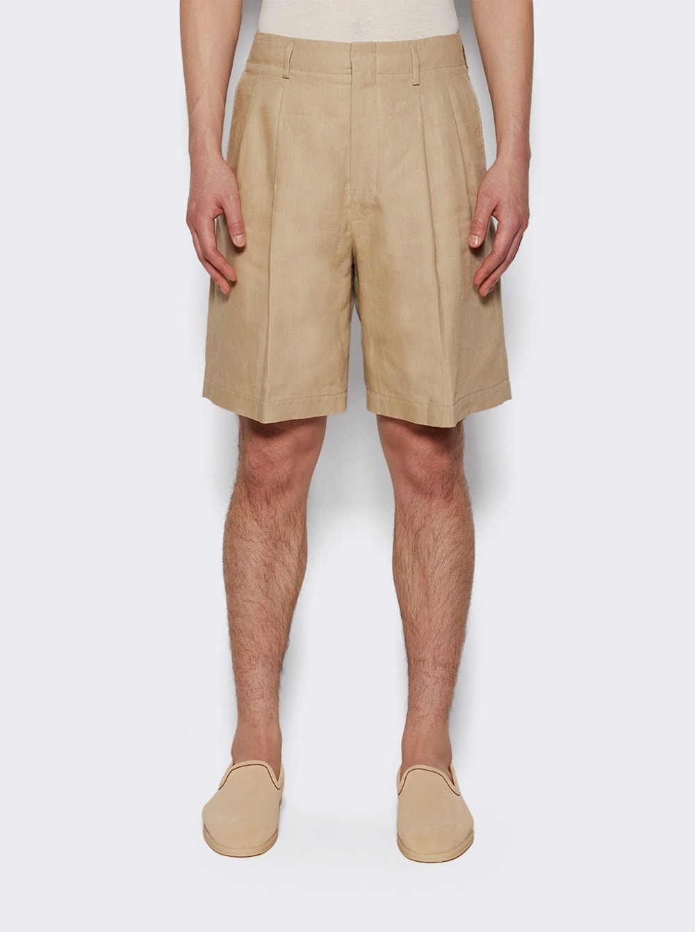 Joetsu Tropical Linen Bermuda Shorts Cornstalk Beige - 3