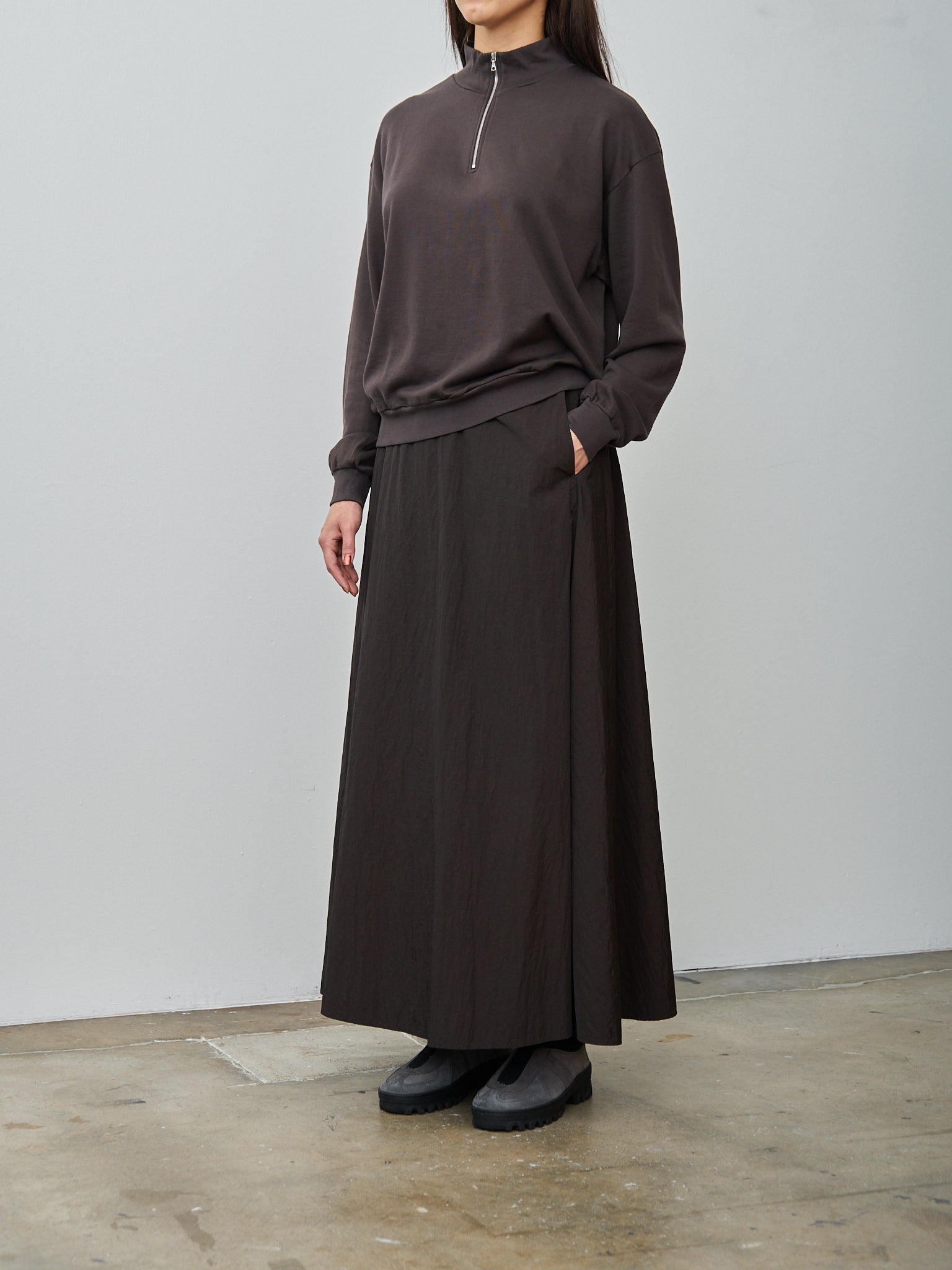 Hand Dyed Nylon Flared Skirt - Brown - 3