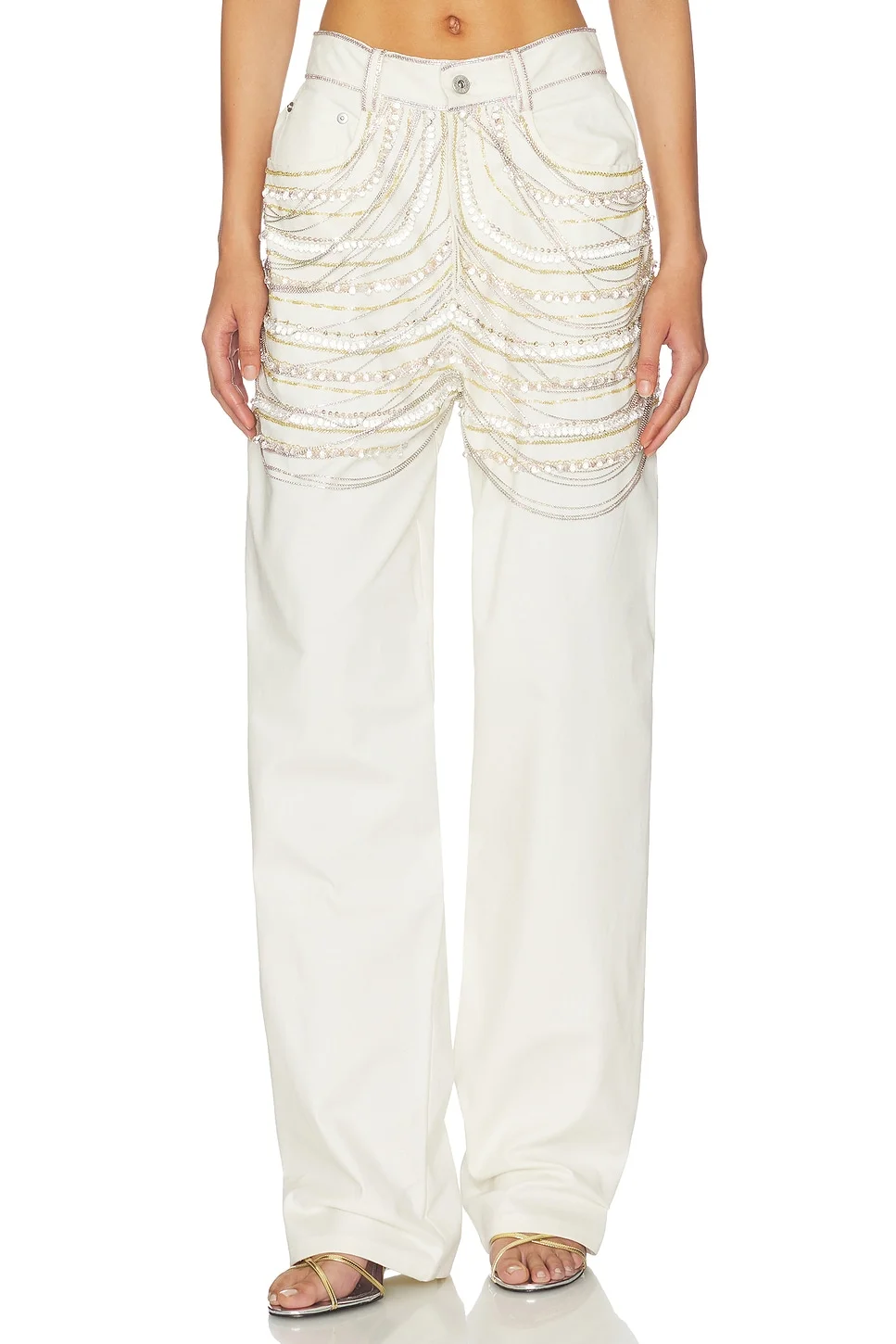 Embroidered Straight Leg Pant - 1