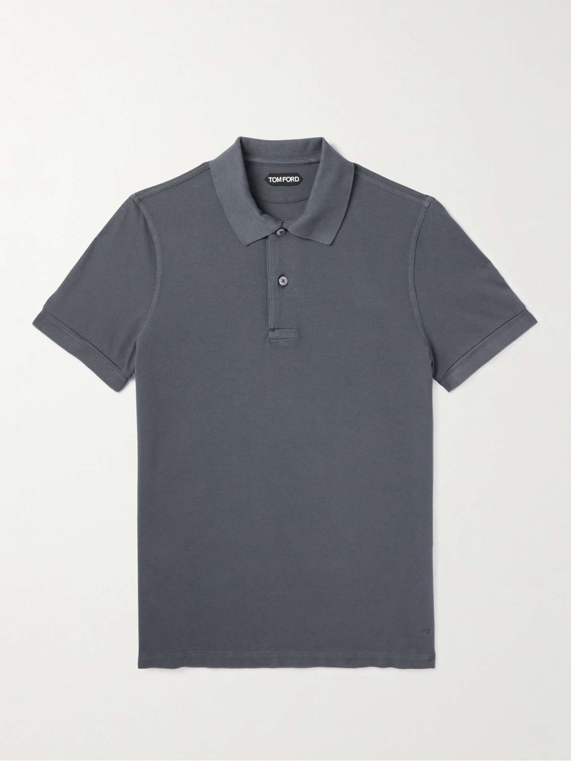 Slim-Fit Garment-Dyed Cotton-Piqué Polo Shirt 1