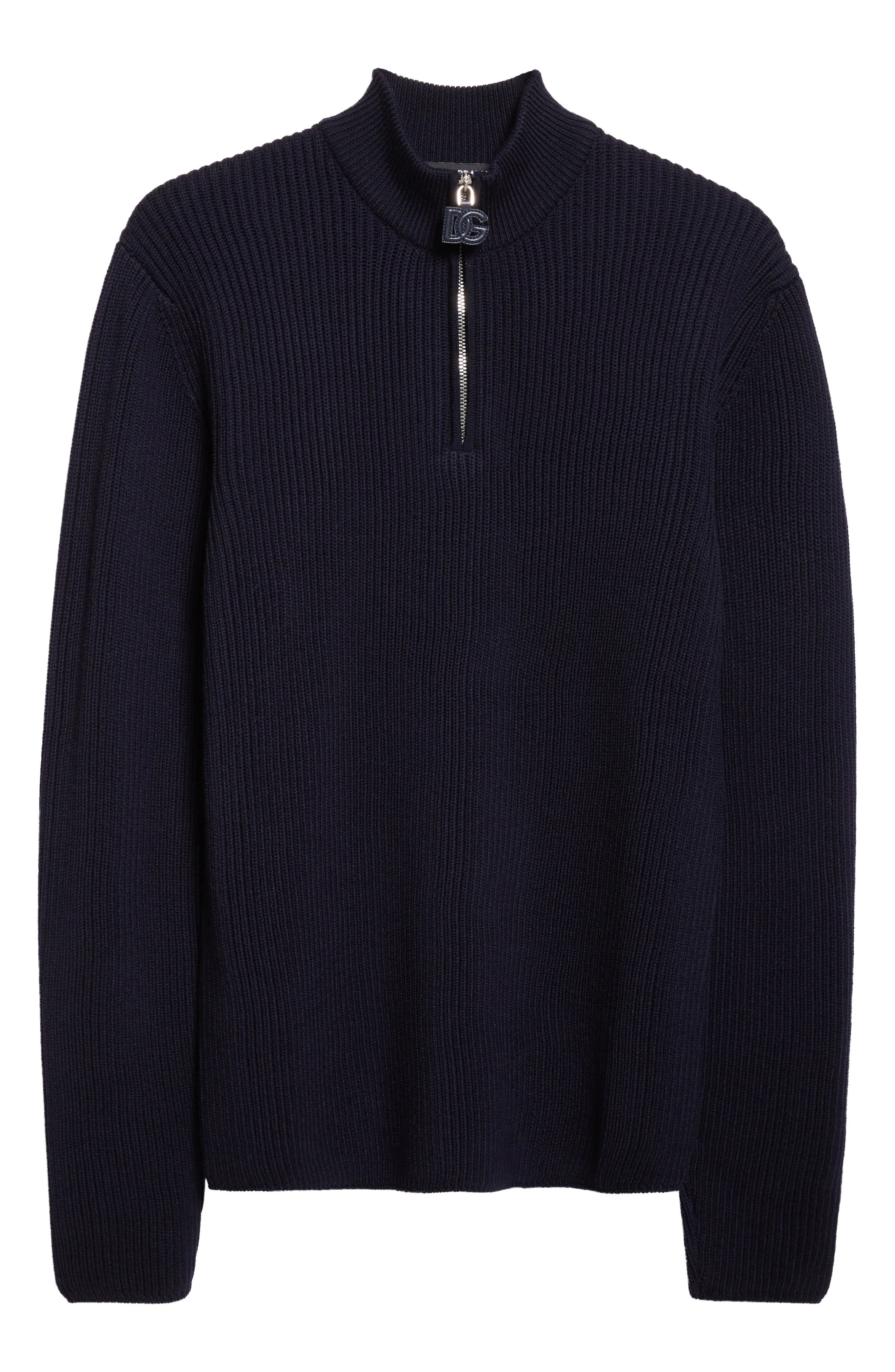 Dolce&Gabbana Virgin Wool Quarter Zip Sweater in B6712 Blu at Nordstrom - 1