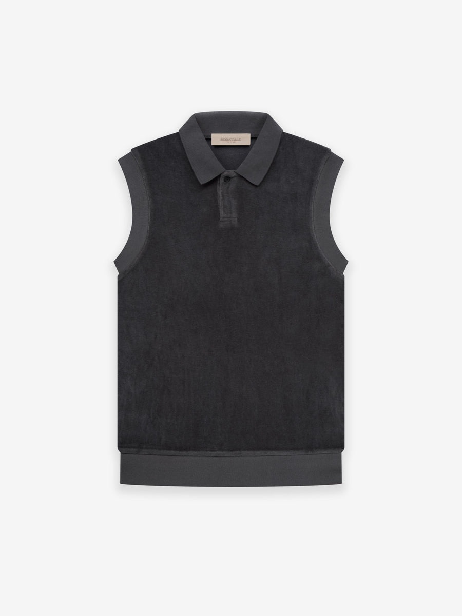 VELOUR SLEEVELESS POLO - 1