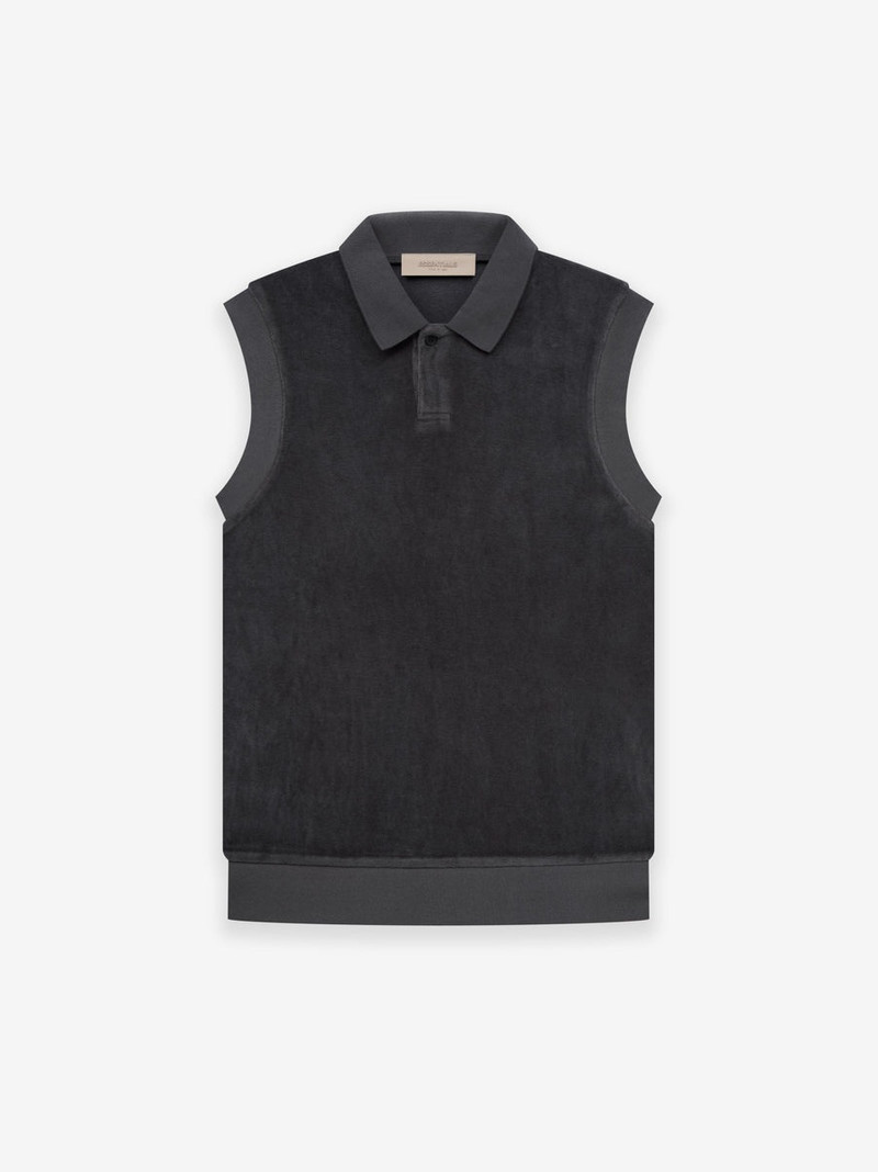 VELOUR SLEEVELESS POLO - 1