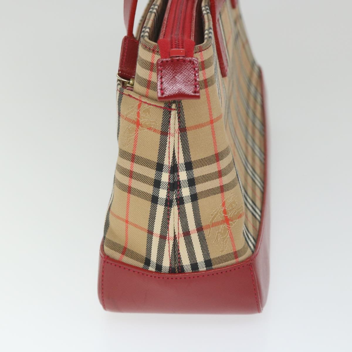 Burberry Nova Check Hand Bag Nylon Canvas Beige Red - 3