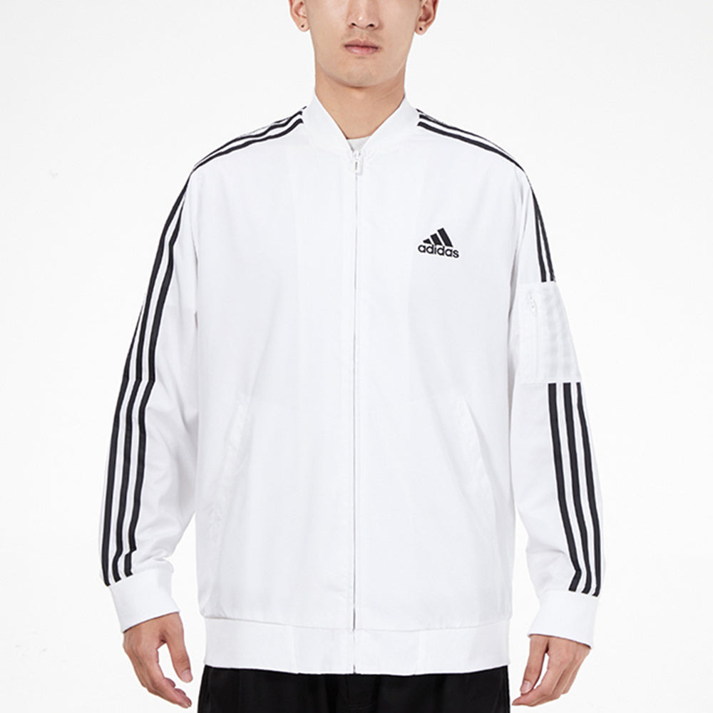 adidas Stripe Sports Woven Logo Jacket White H14635 - 3