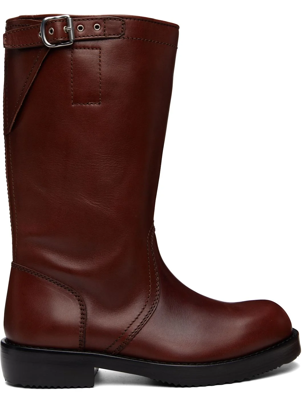 Brown Leather Biker Boots - 1
