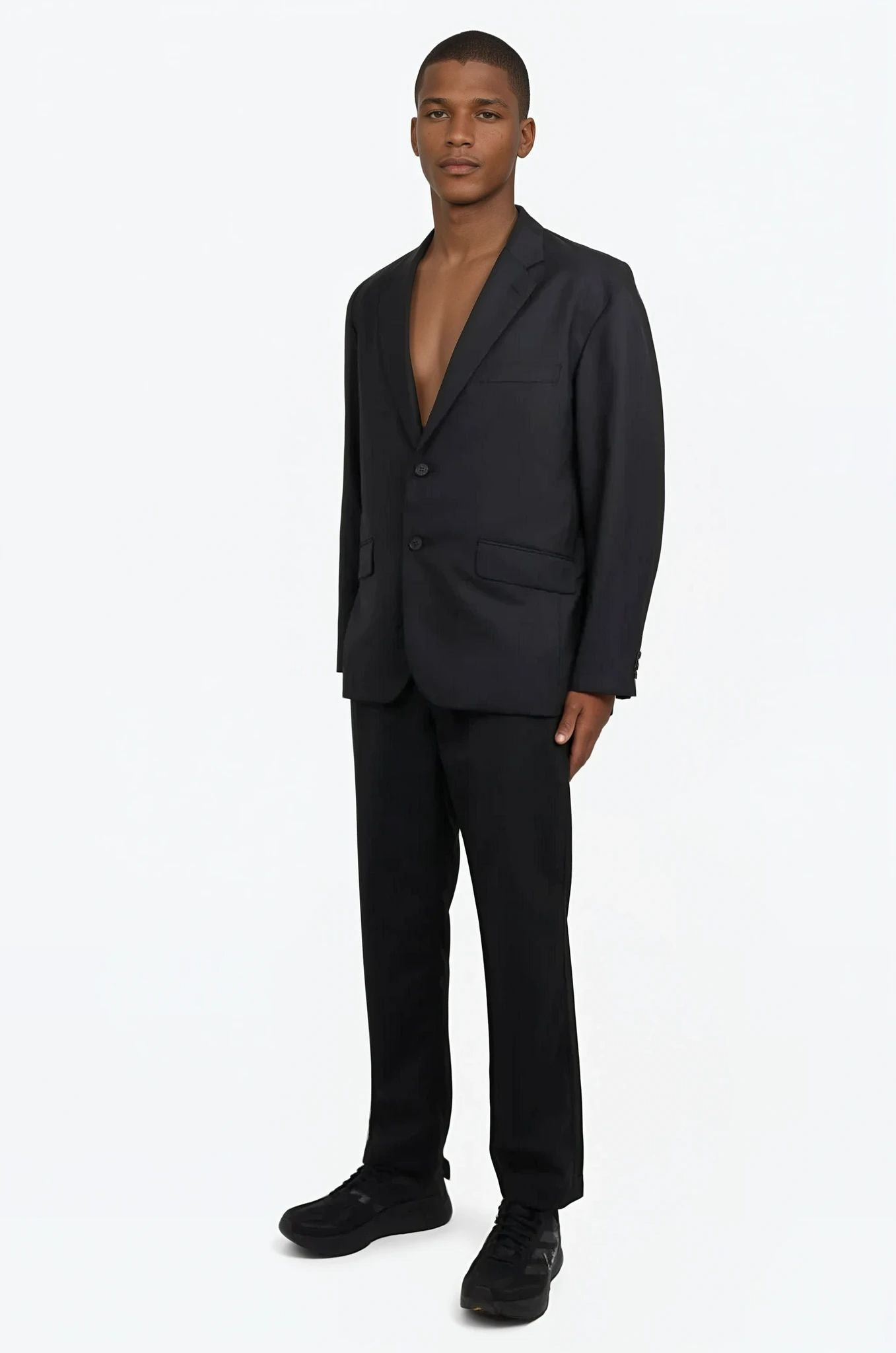 SINGLE BREASTED RAMIE JACKET | BLACK - 2