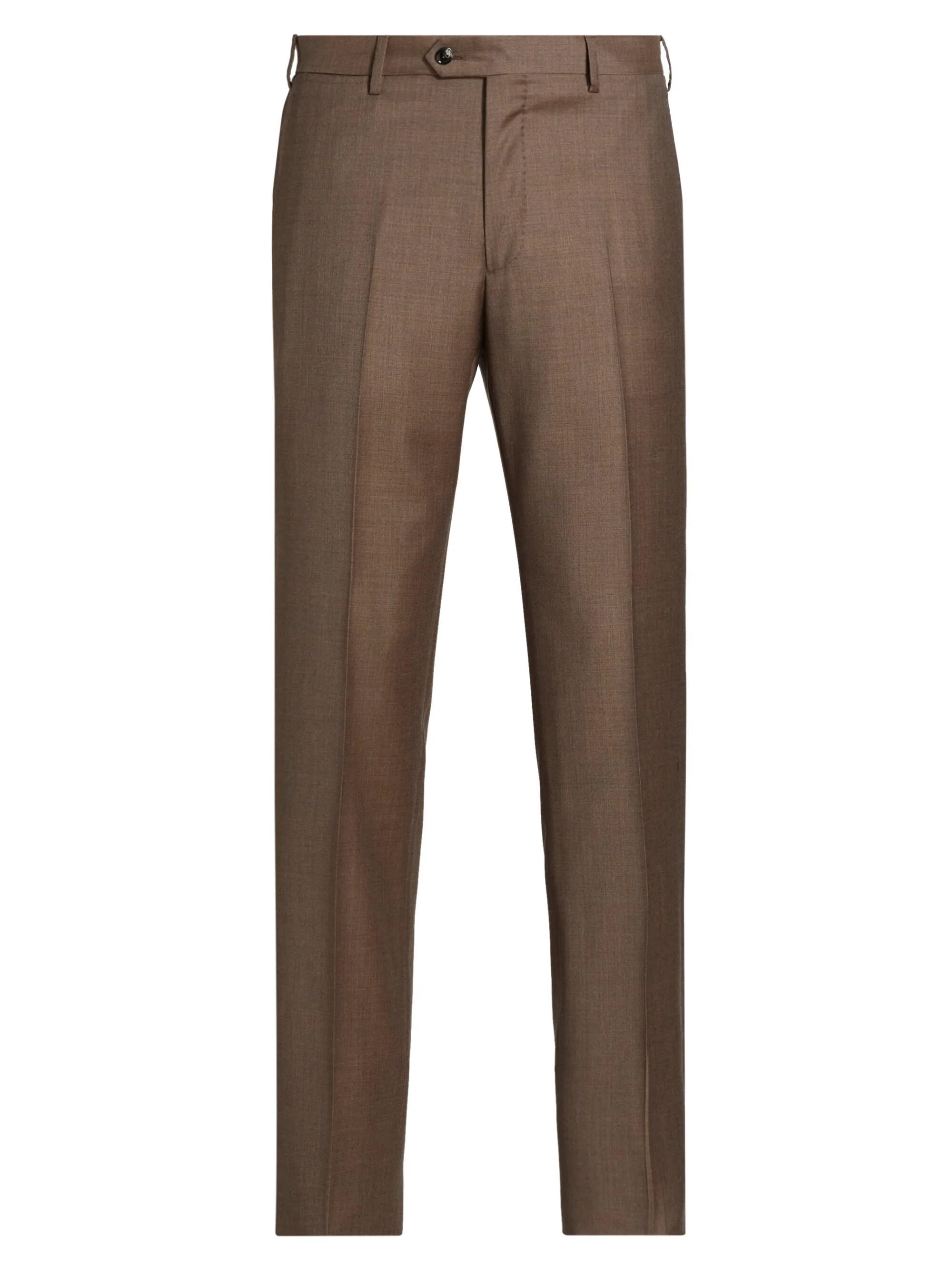 Men's Textured Solid Wool Trousers - Burnt Orange Wool - 1