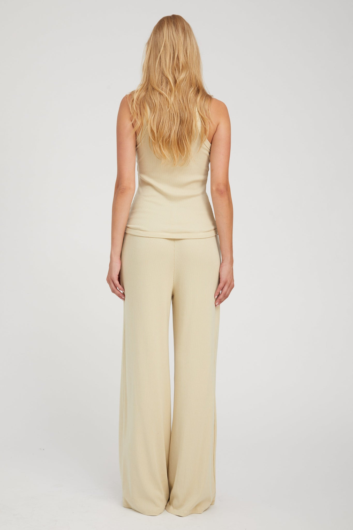 PISTACHIO RIB WIDE LEG PANTS - 5