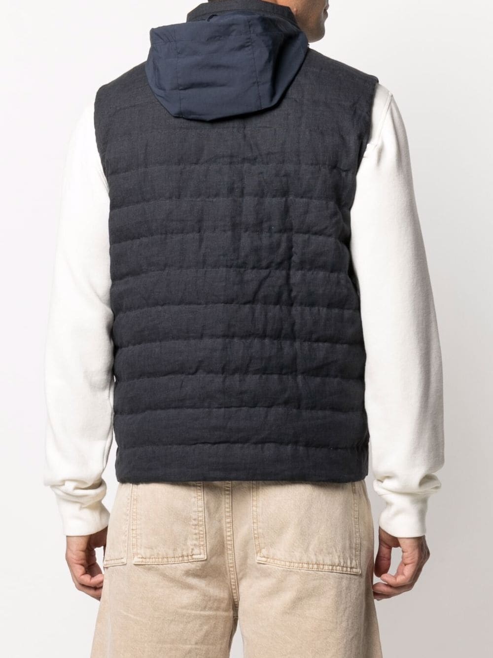 linen padded gilet - 4