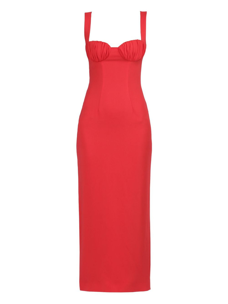 gathered-detail sleeveless midi dress 1