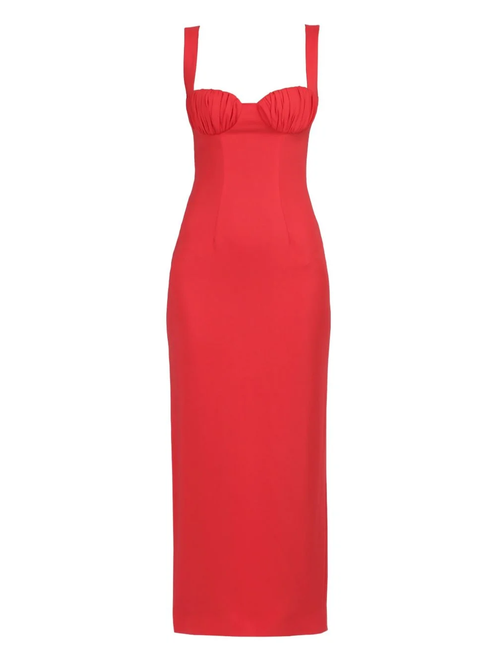 gathered-detail sleeveless midi dress - 1