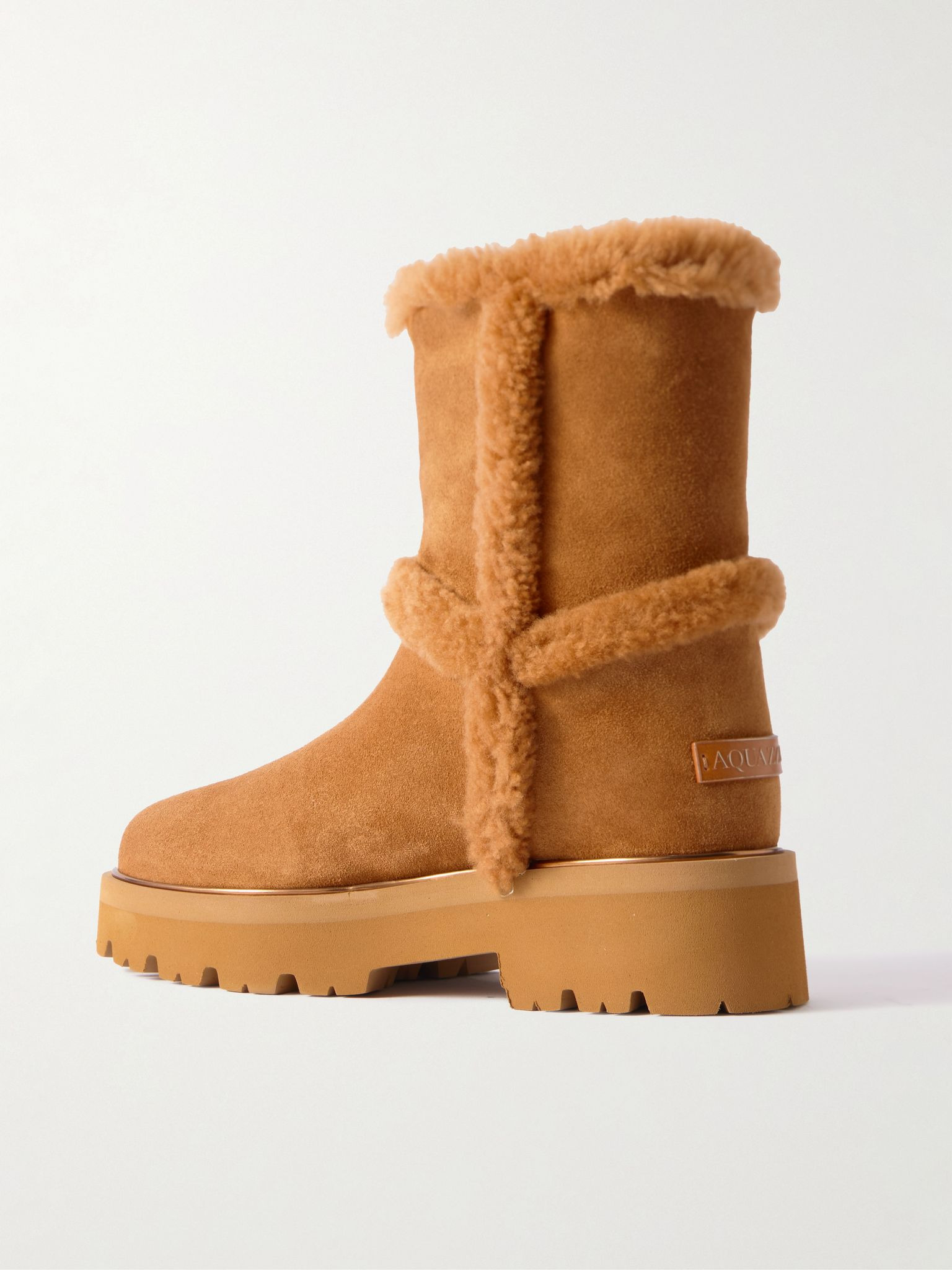 Teddi shearling-trimmed suede ankle boots Tan - 3