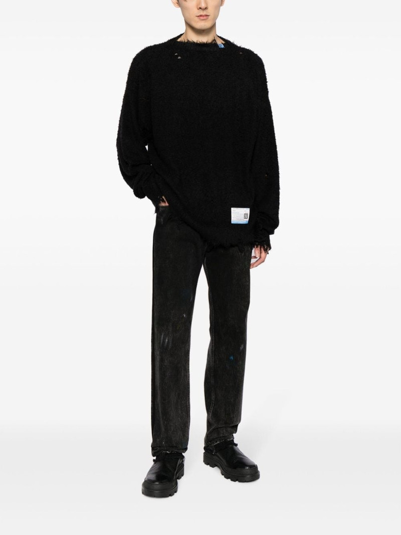 Maison MIHARAYASUHIRO logo-patches distressed-finish jumper outlook