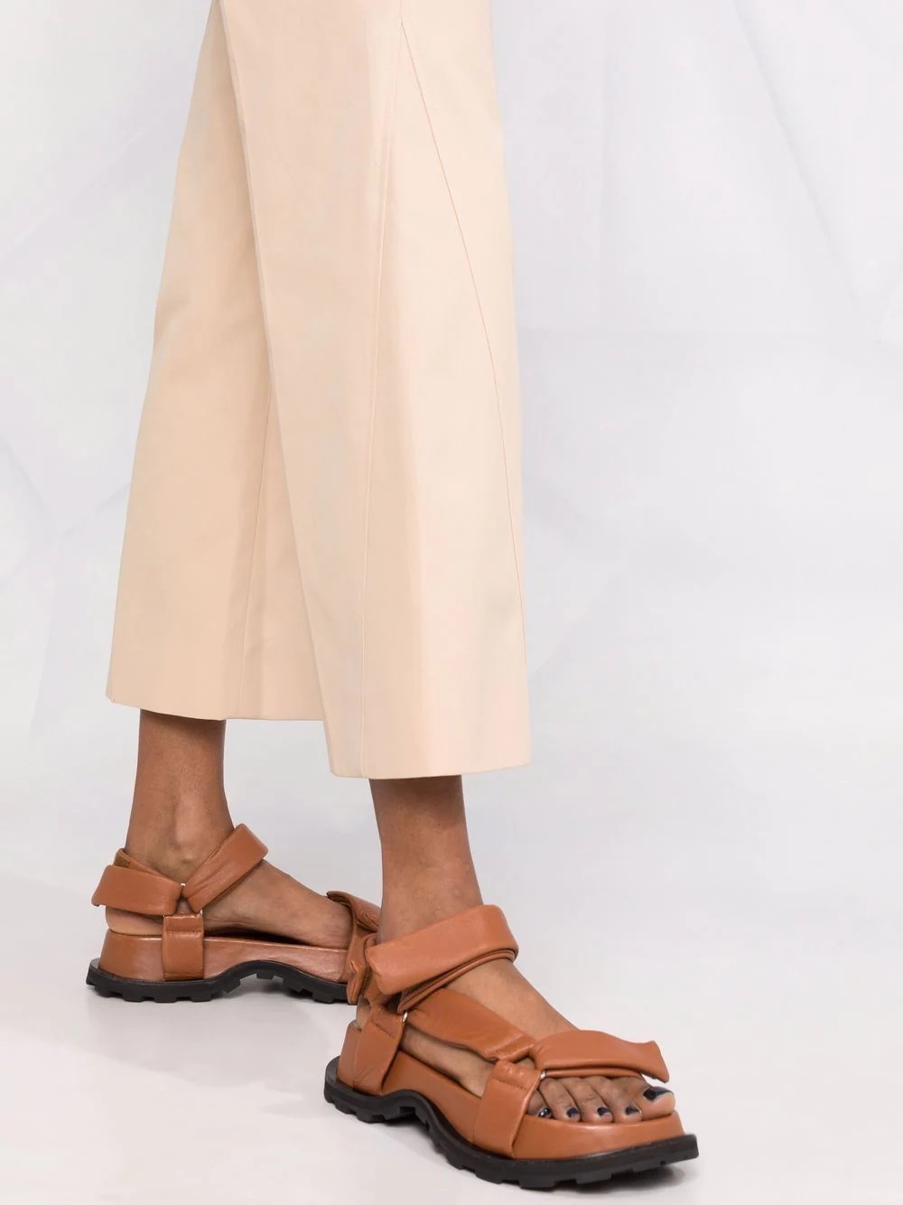 wide-leg cropped cotton trousers - 3
