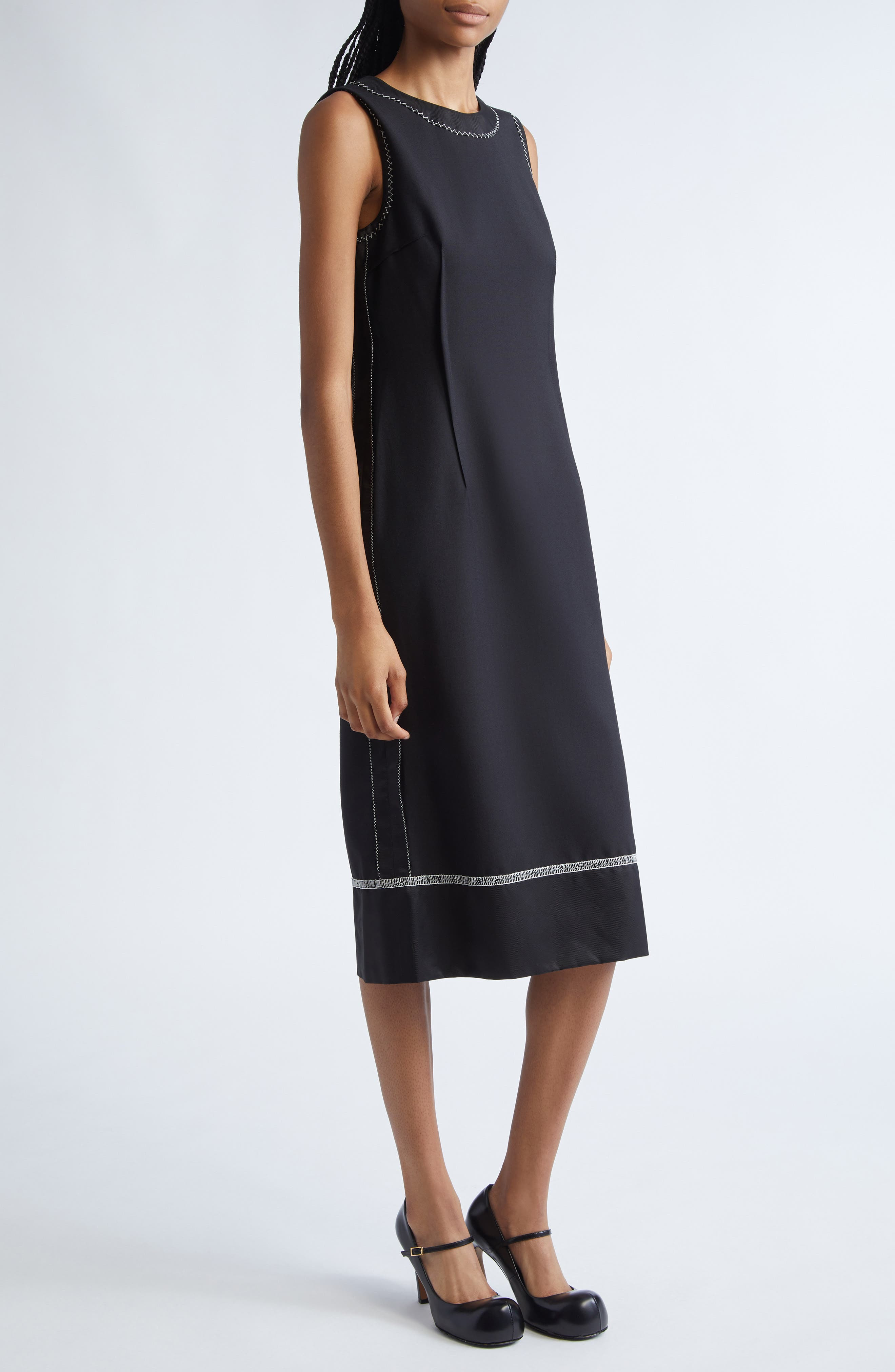 Marni Inside-Out Virgin Wool Dress in 00N99 Black at Nordstrom - 4