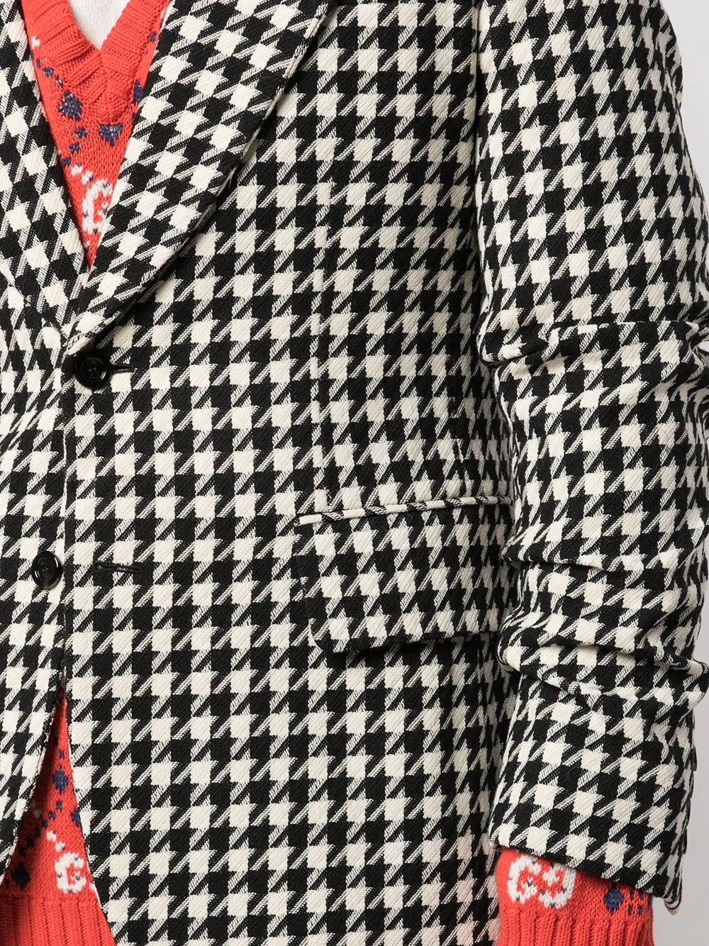 Houndstooth ruched-sleeve blazer - 5