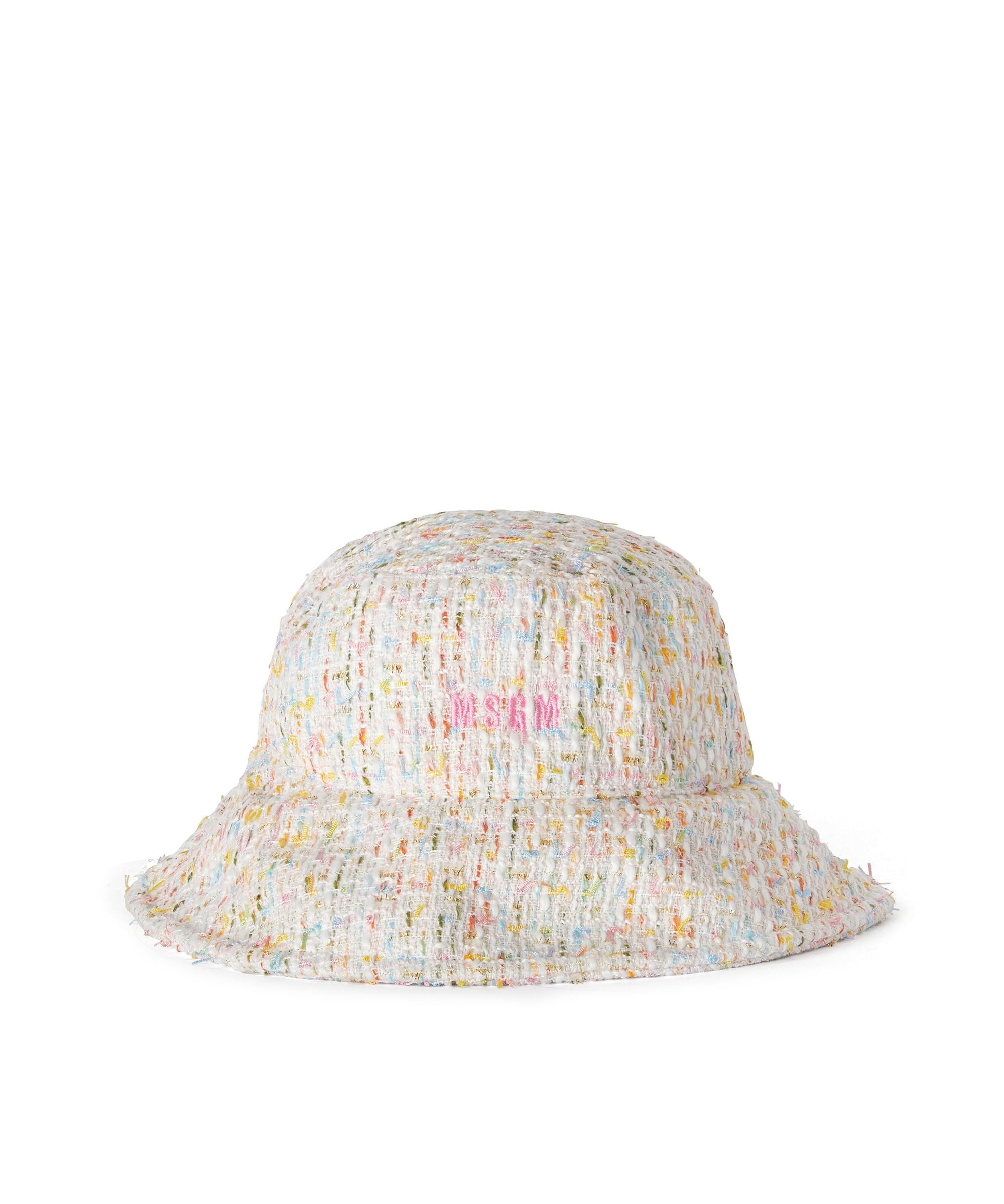 Multicolor tweed bucket hat with embroidered logo - 1