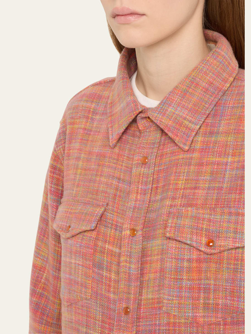 God’s True Cashmere Flower Space Dye Tartan Cashmere Shirt Jacket outlook