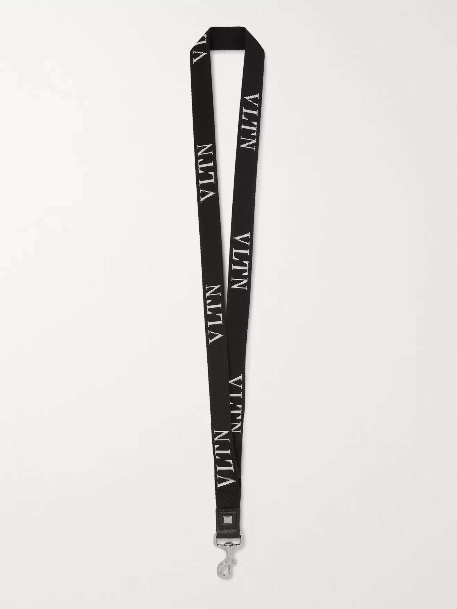 Valentino Garavani Leather-Trimmed Logo-Jacquard Webbing Lanyard - 1