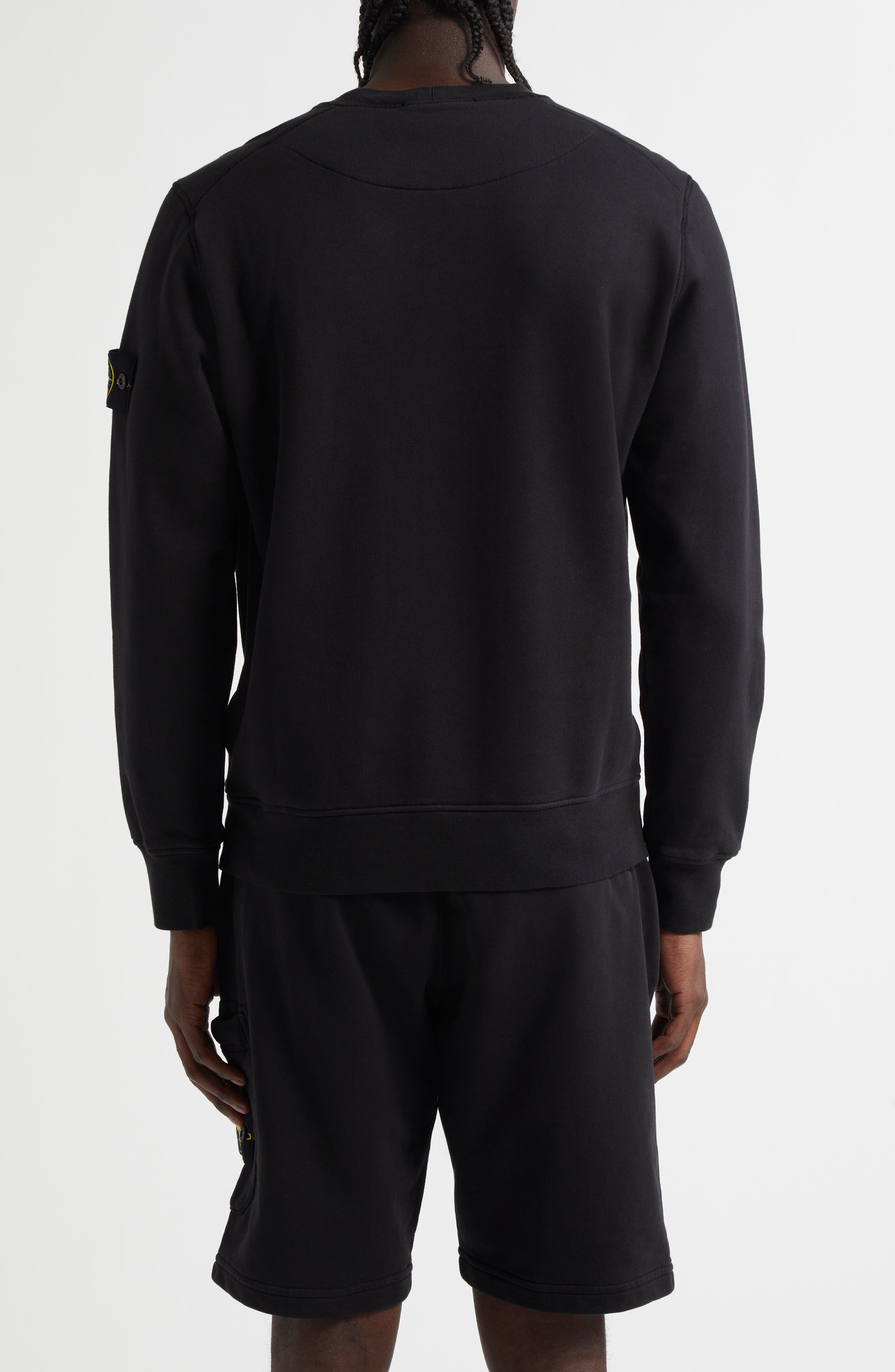 Stone Island Compass Logo Patch Fleece Sweatshirt in Black at Nordstrom - 3