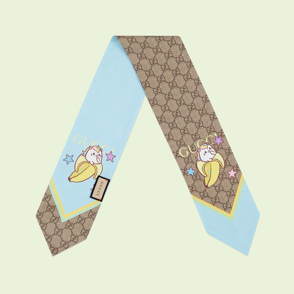 Rainbow and stars Bananya print silk neck bow - 2