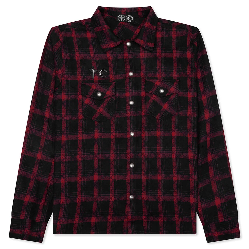 ALL OVER PATTERN SHIRT - RED - 1