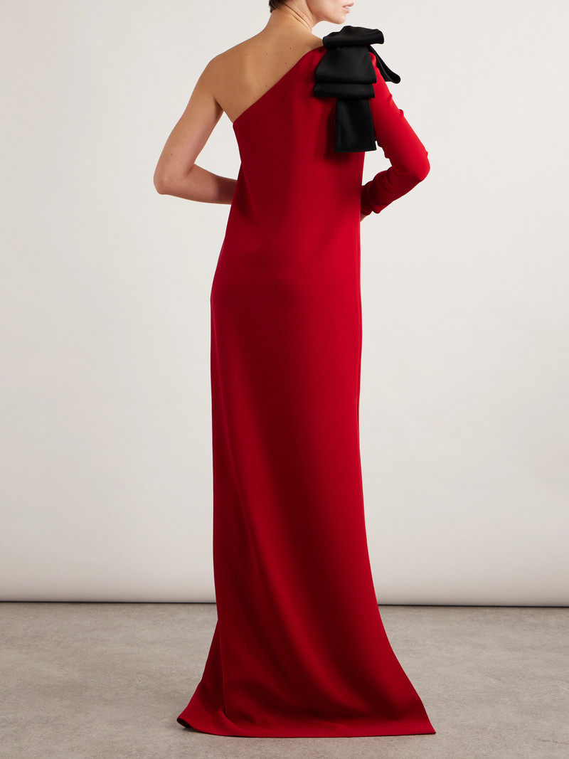 One-sleeve Bow-detailed Silk-crepe Gown 3
