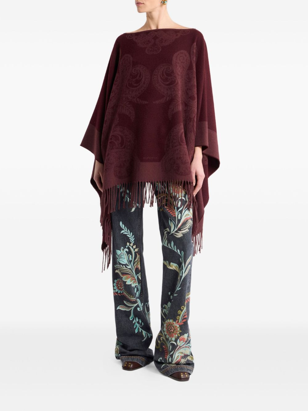 jacquard-paisley poncho - 2